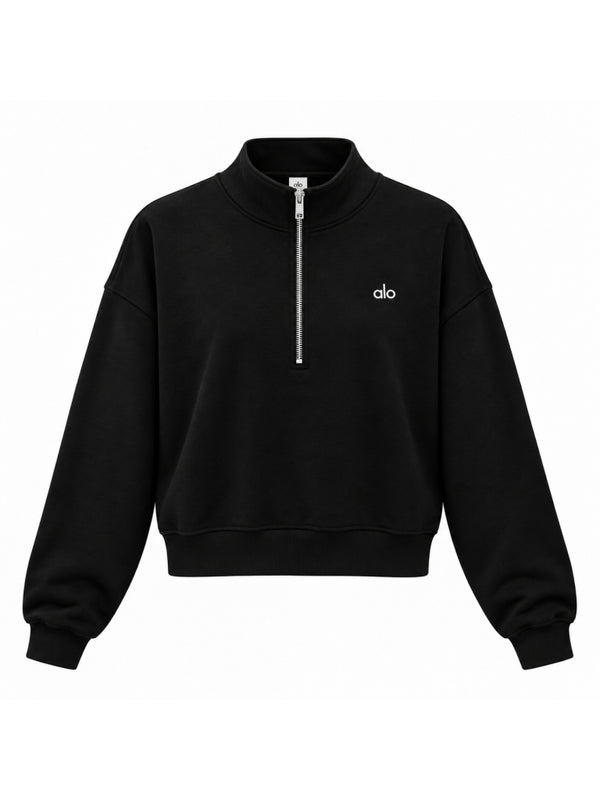 Siyah Orj Yarım Fermuarlı Sweat 6360-Siyah