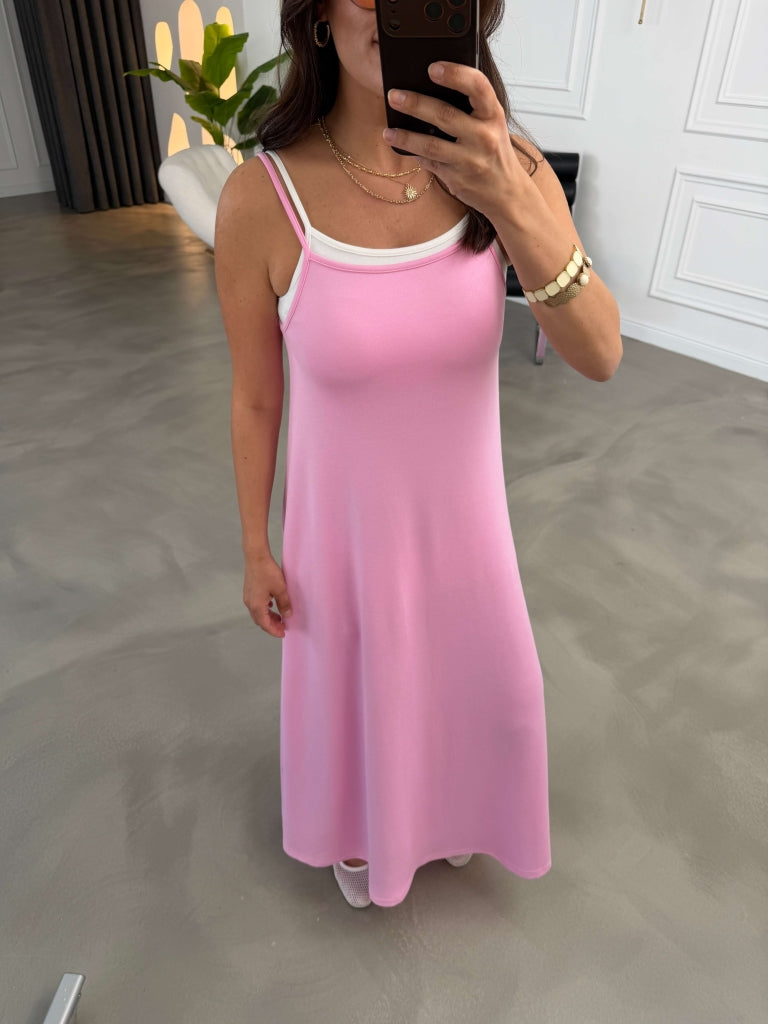 Pembe İçi Atletli Kloş Elbise 4810-Pembe