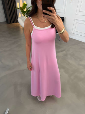 Pembe İçi Atletli Kloş Elbise 4810-Pembe