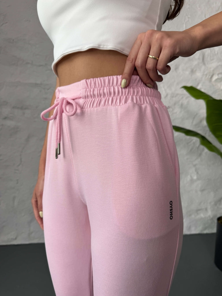 Pembe Orjinal Yırtmaçlı Modal Eşofman