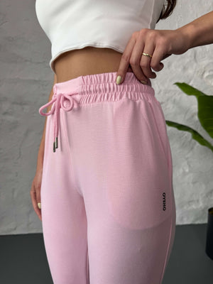 Pembe Orjinal Yırtmaçlı Modal Eşofman