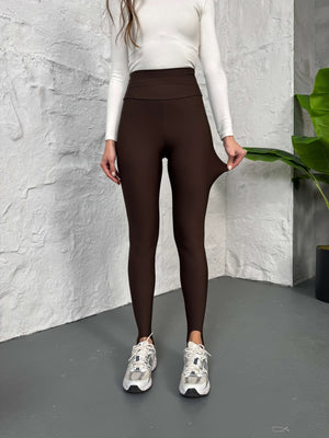 Kahverengi Topuktan Geçmeli Füzo Tayt 027-Kahverengi