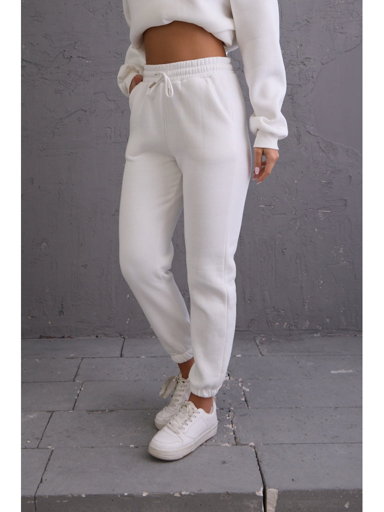 Beyaz Beli Bağcıklı Jogger Eşofman