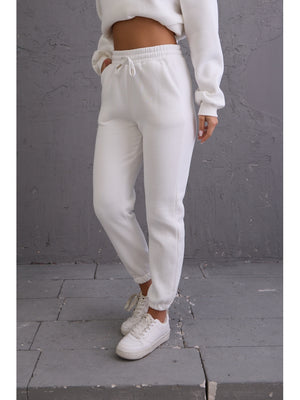 Beyaz Beli Bağcıklı Jogger Eşofman