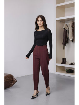 Mürdüm Pensli Havuç Pantolon 50109-BORDO