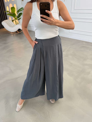 Antrasit Beli Pilili Tencel Pantolon 51204-Antrasit