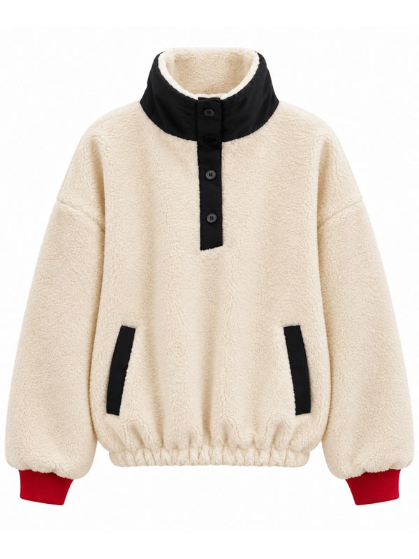 Taş Teddy Nakışlı Muadil Peluş Sweat 4241-Taş