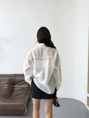 Beyaz Taş Baskılı Gömlek 8126-Beyaz