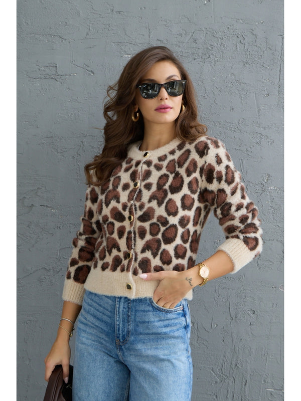 Leopar Desen Yumoş Hırka