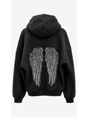 Siyah Sırtı Taş Baskılı Şardonlu Sweat 4290-Siyah