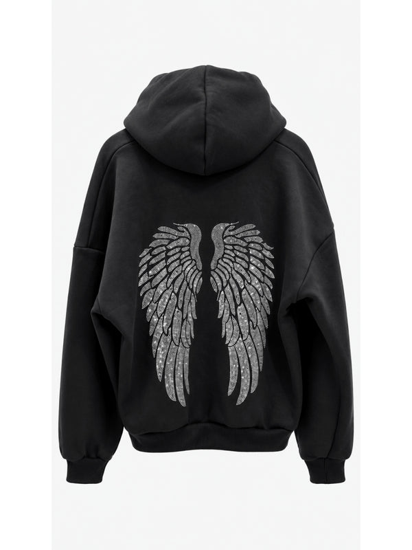 Siyah Sırtı Taş Baskılı Şardonlu Sweat 4290-Siyah