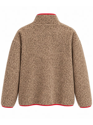 Kahverengi Yarım Fermuarlı Peluş Sweat 4247-Kahverengi