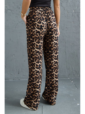 Leopar Beli Lastikli Pantolon