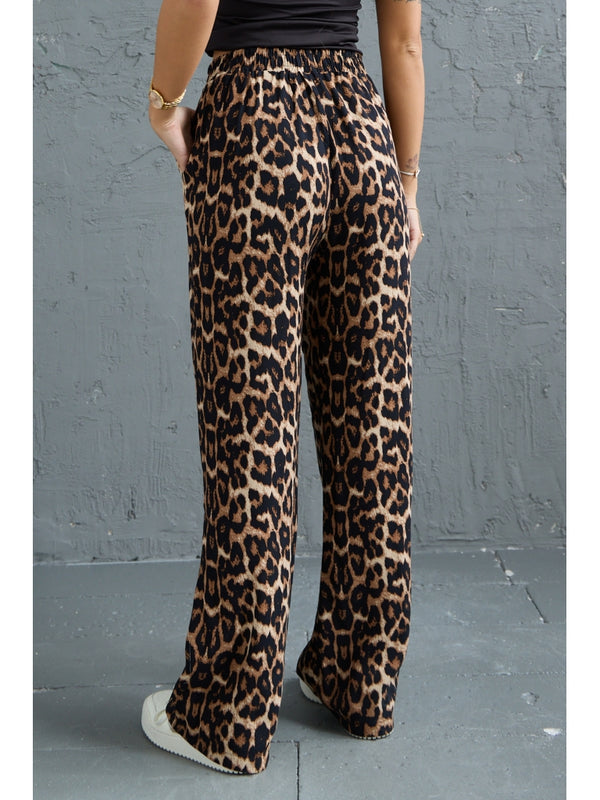 Leopar Beli Lastikli Pantolon