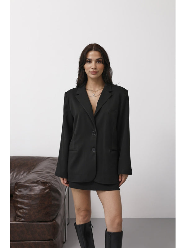 Siyah Çift Düğmeli Blazer Ceket EY261001-Siyah