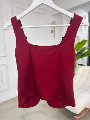 Bordo Omuzu Gold Tokalı Bluz 4272-Bordo