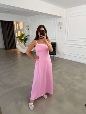 Pembe İçi Atletli Kloş Elbise 4810-Pembe