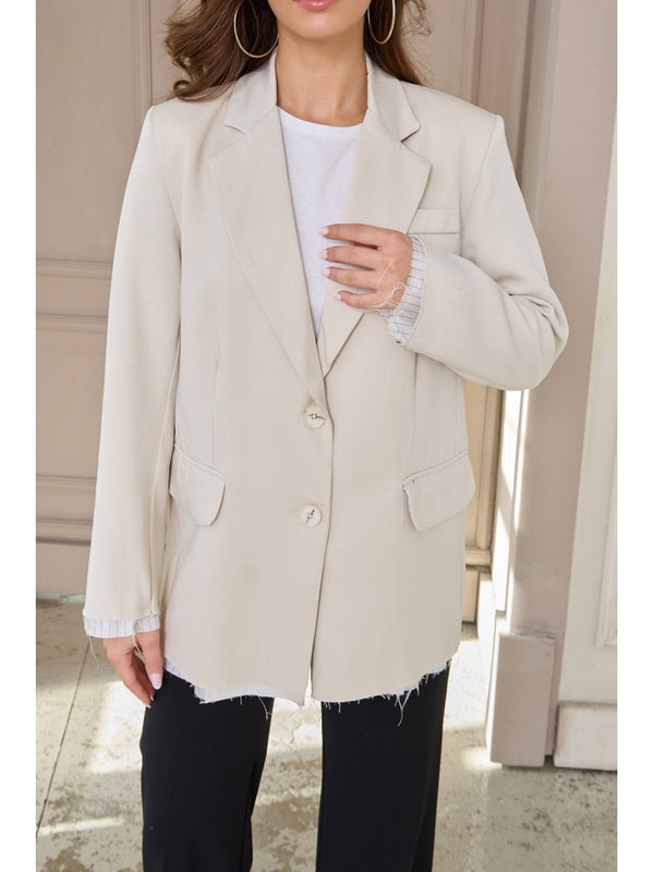 Taş Premium Kumaş Astarı Çizgili Blazer Ceket