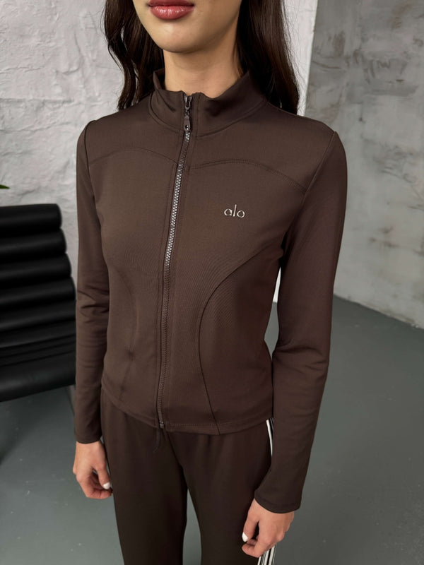 Acı Kahve Şeritli Likralı Eşofman Takımı T006-KAHVE