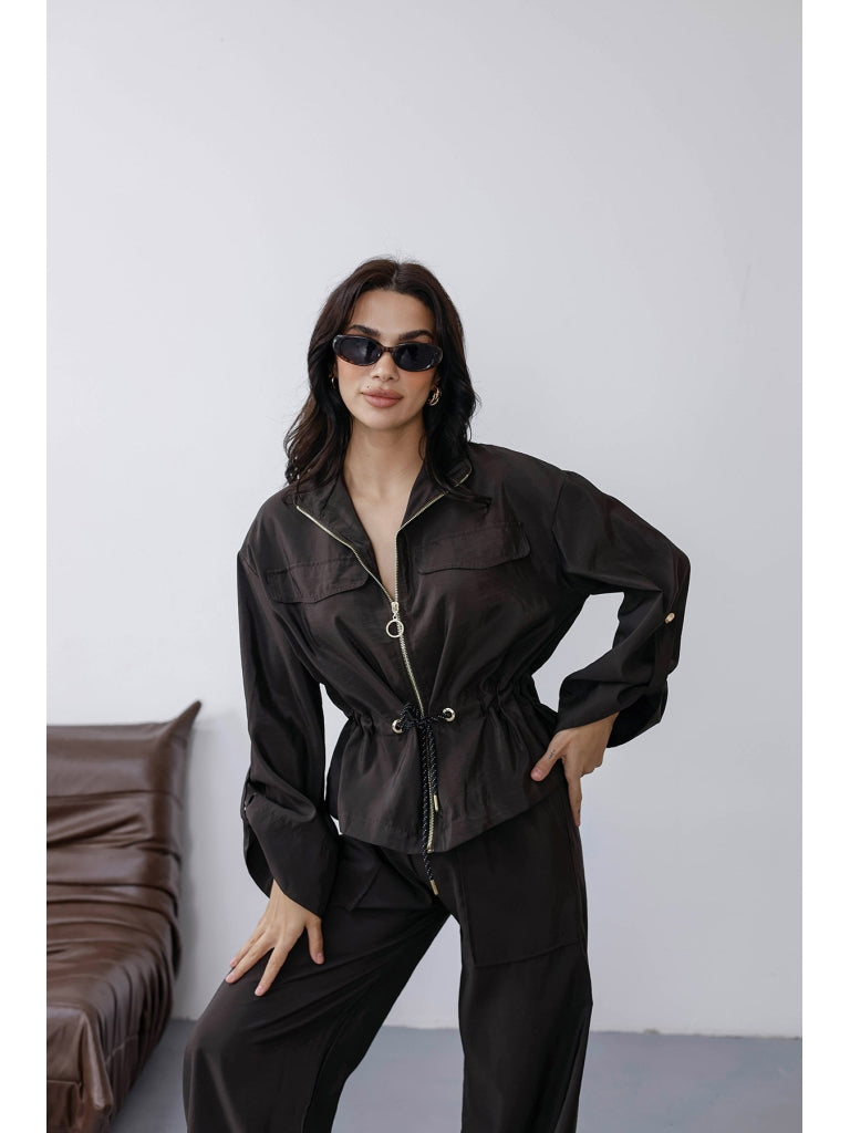 Kahverengi Bel Büzgülü Paraşüt Takım 0650-Kahverengi