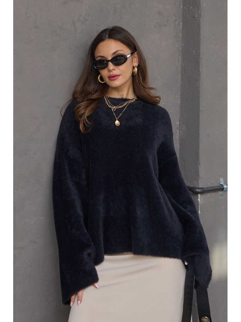 Siyah Oversize Premium Yumoş Kazak