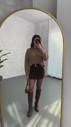 Dilvin Koyu Bej Yün Karışımlı Kazak 10640-Koyu Bej