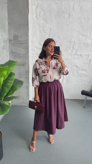 Mürdüm Desenli Gömlek 30383-MÜRDÜM