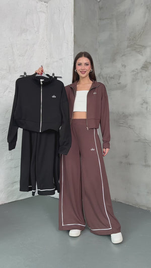 Siyah Biyeli Fermuarlı Modal Takım 4047-SİYAH