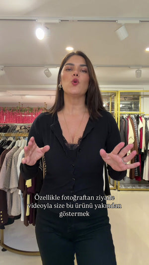 Siyah İçi Bluz Detaylı Triko Hırka 280126-SİYAH