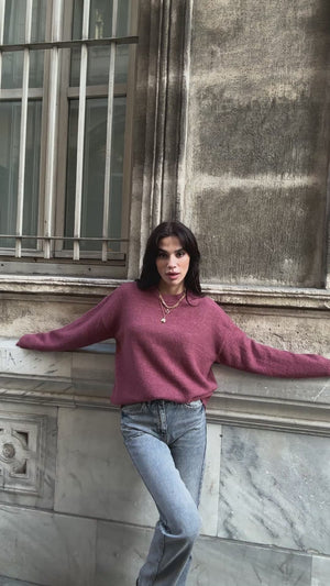 Gül Kurusu Bisiklet Yaka Yumoş Kazak 2373-GÜL KURUSU