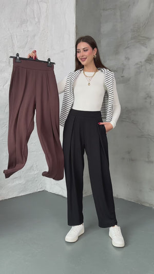 Siyah Beli Pileli Modal Pantolon 8011-Siyahh