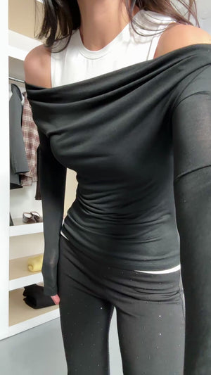 Siyah İçi Atlet Detaylı Transparan Bluz 0780-Siyah