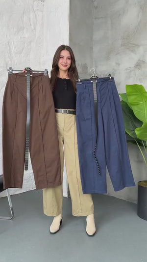 Haki Zımba Kemerli Dikiş Detaylı Pantolon 51208-Haki