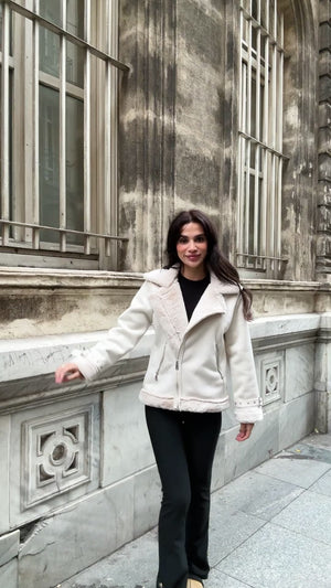 Taş Kürk Detaylı Nubuk Mont AK2292-Taş