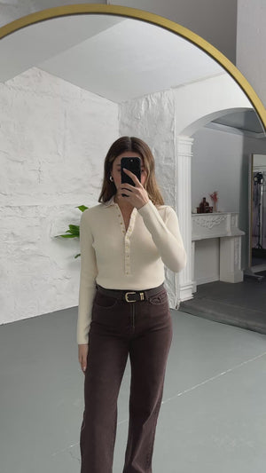 Dilvin Ekru Kayık Yaka Kaşmir Bluz 10840-EKRU