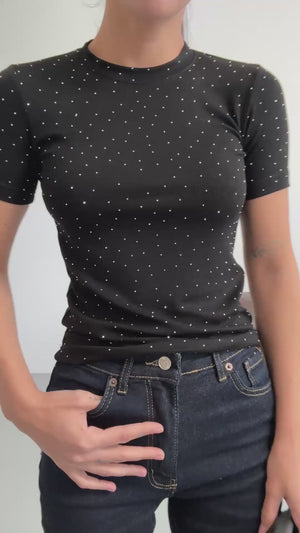 Siyah Taş Baskılı Body EY137-Siyah