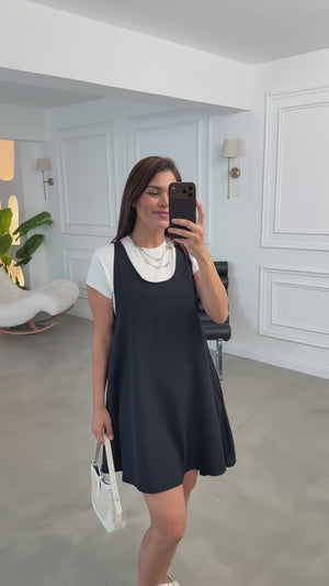 Lacivert Tshirt Detaylı Kısa Elbise Takım 4153-Lacivert