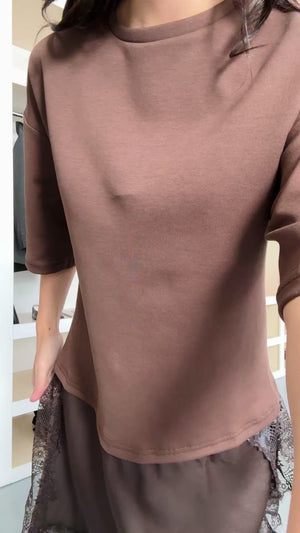 Kahverengi Dantelli Bluz 0771-Kahverengi