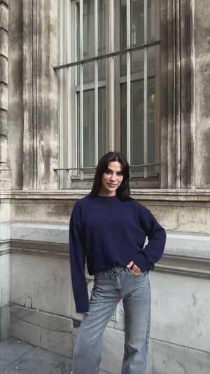 Lacivert  Bisiklet Yaka Yumoş Kazak 2373-Lacivert