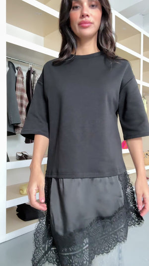 Siyah Dantelli Bluz 0771-Siyah