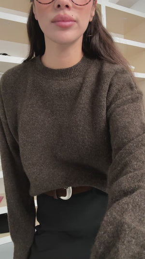 Acı Kahve Bisiklet Yaka Yumoş Kazak 2373-Acı Kahve