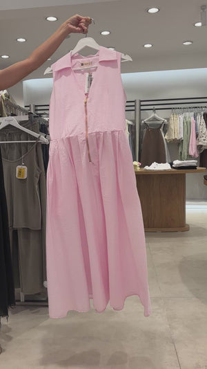 Pembe Gold Fermuar Detaylı Elbise 580983-Pembe