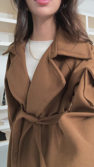 Kahverengi Kolları Cep Detaylı Premium Kaban 20101-Kahverengi